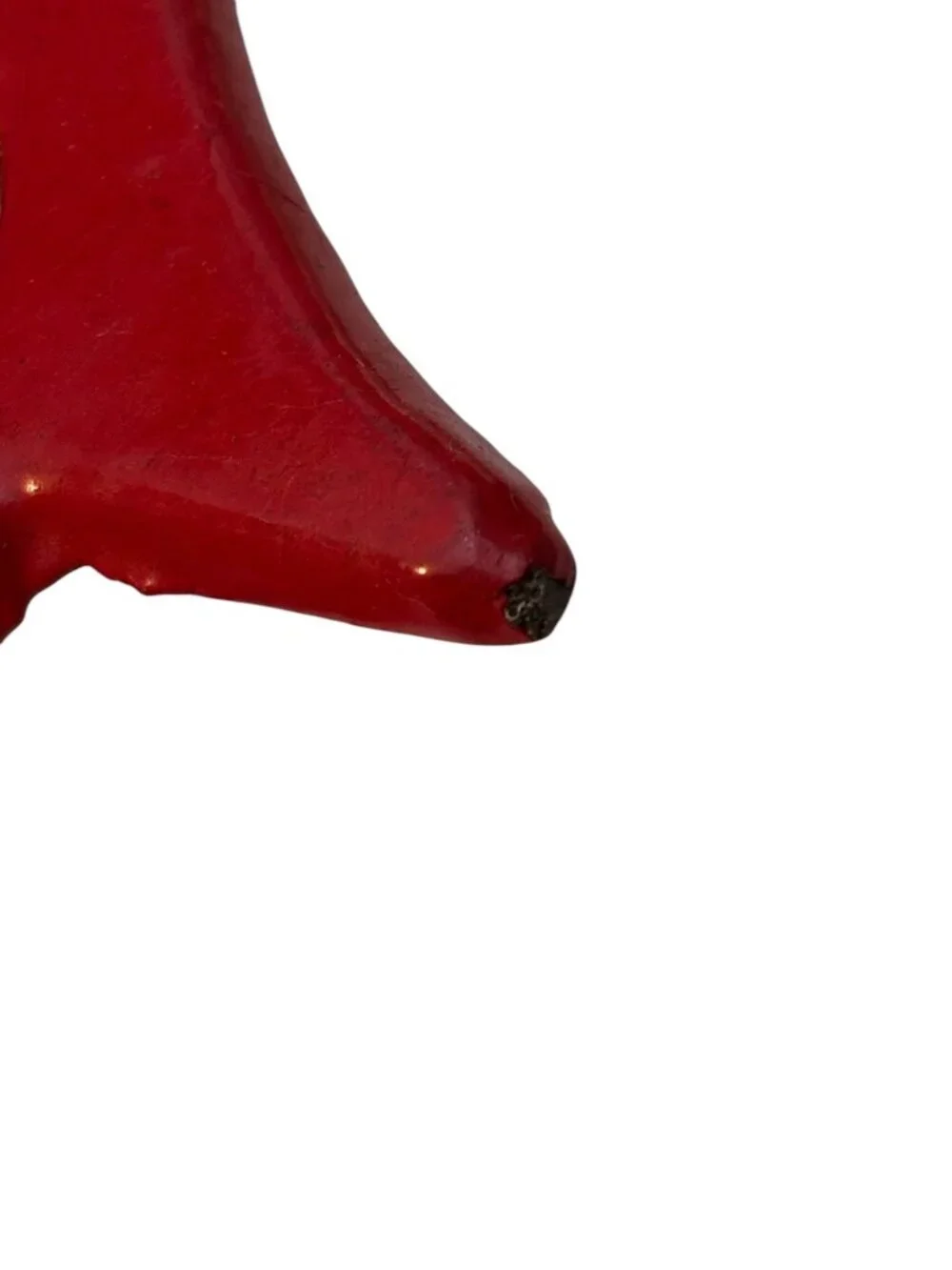Vintage Fish-Shaped Red Cast Iron Trivet With Rubber Feet For Kitchen Or Table D